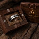 The Gentleman | Silver Whiskey Barrel Wood Ring with Black Inlay | 8mm