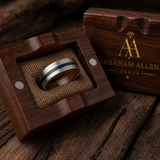 The Gentleman | Silver Whiskey Barrel Wood Ring with Black Inlay | 8mm