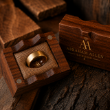 The Maverick | Brushed Gold & Whiskey Barrel Wood Ring | Men's Wedding Band | 6mm, 8mm