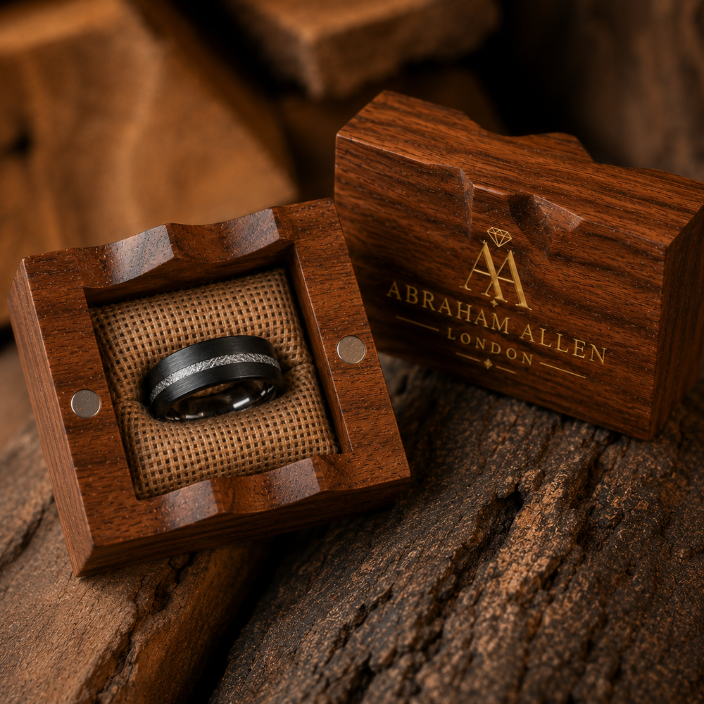 The Noir | Brushed Tungsten Ring with Silver Carbon Inlay | 8mm