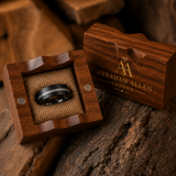 The Noir | Brushed Tungsten Ring with Silver Carbon Inlay | 8mm