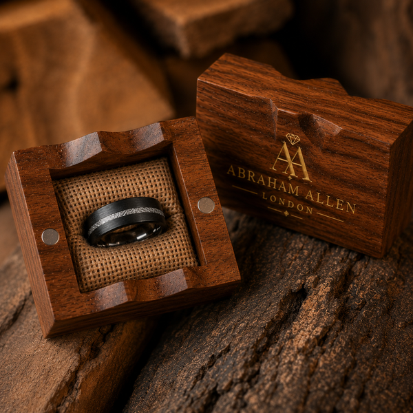 The Noir | Brushed Tungsten Ring with Silver Carbon Inlay | 8mm