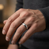 The Legacy Silver Set Faceted Silver Wedding Ring Set | 4mm & 6mm