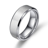 The Crest Titanium Wedding Band | Brushed Silver Finish | Polished Edges | 4mm, 6mm & 8mm