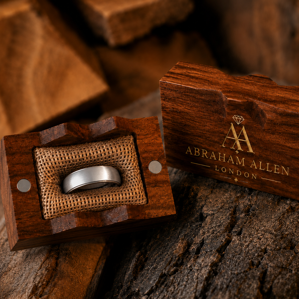 Noble Oak Whiskey Barrel  Wood Ring | Minimalist Men's Tungsten Wedding Band | 6mm, 8mm