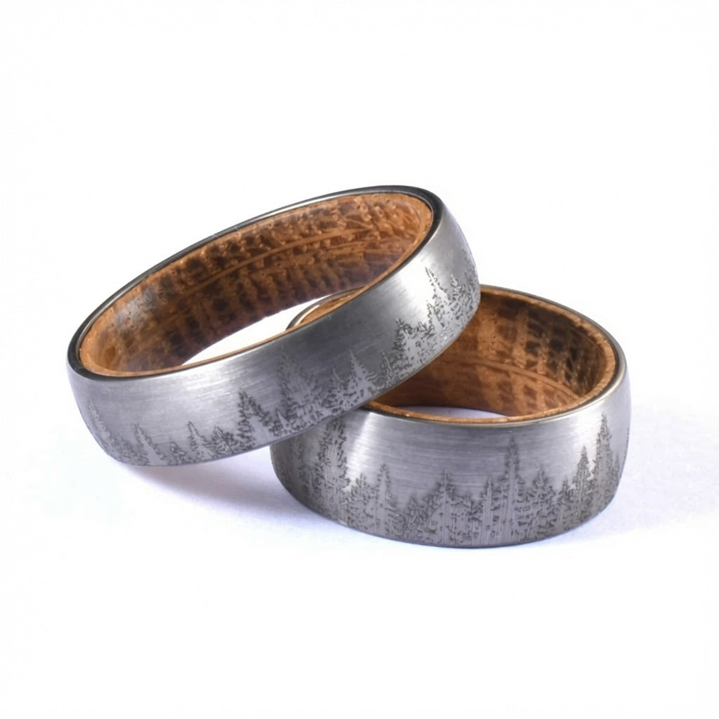 The Highland Cask | Tungsten Carbide & Whiskey Barrel Oak Ring | 6mm, 8mm