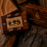 The Citadel | 18K Gold-Edged Brushed Tungsten Wedding Band | 6mm, 8mm