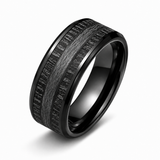 The Executive | Black Tungsten Wedding  Ring with Black Wood Inlay | 8mm