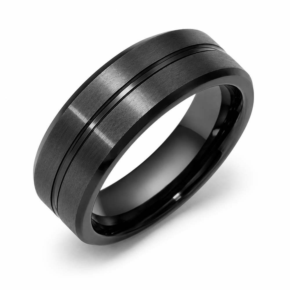 The Eclipse Edge | Premium Black Tungsten Wedding Ring