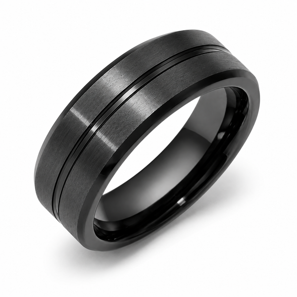 The Eclipse Edge | Premium Black Tungsten Wedding Ring