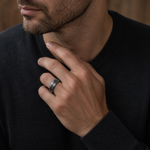 The Astraeus | Meteorite Inlay Faceted Tungsten Wedding Ring
