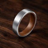Noble Oak Whiskey Barrel  Wood Ring | Minimalist Men's Tungsten Wedding Band | 6mm, 8mm