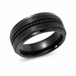 The Sovereign Black | Titanium Wedding Ring with Twisted Rope Centre Detail