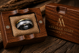 The Nebula | Brushed Tungsten Ring with Meteorite Inlay & Gold Accent