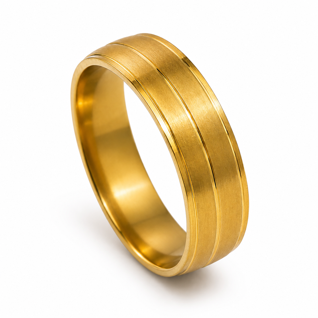 The Cavendish | Gold Titanium Wedding Ring with Twin Precision Grooves