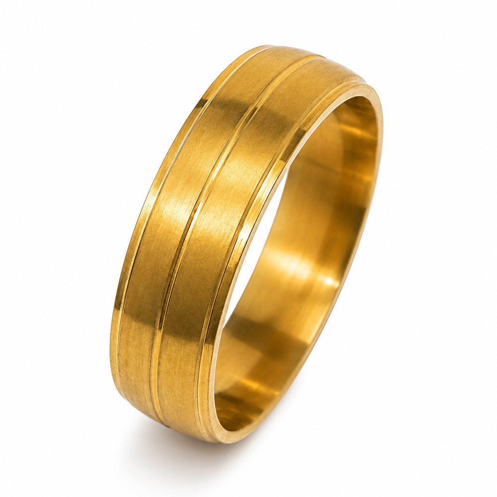 The Cavendish | Gold Titanium Wedding Ring with Twin Precision Grooves