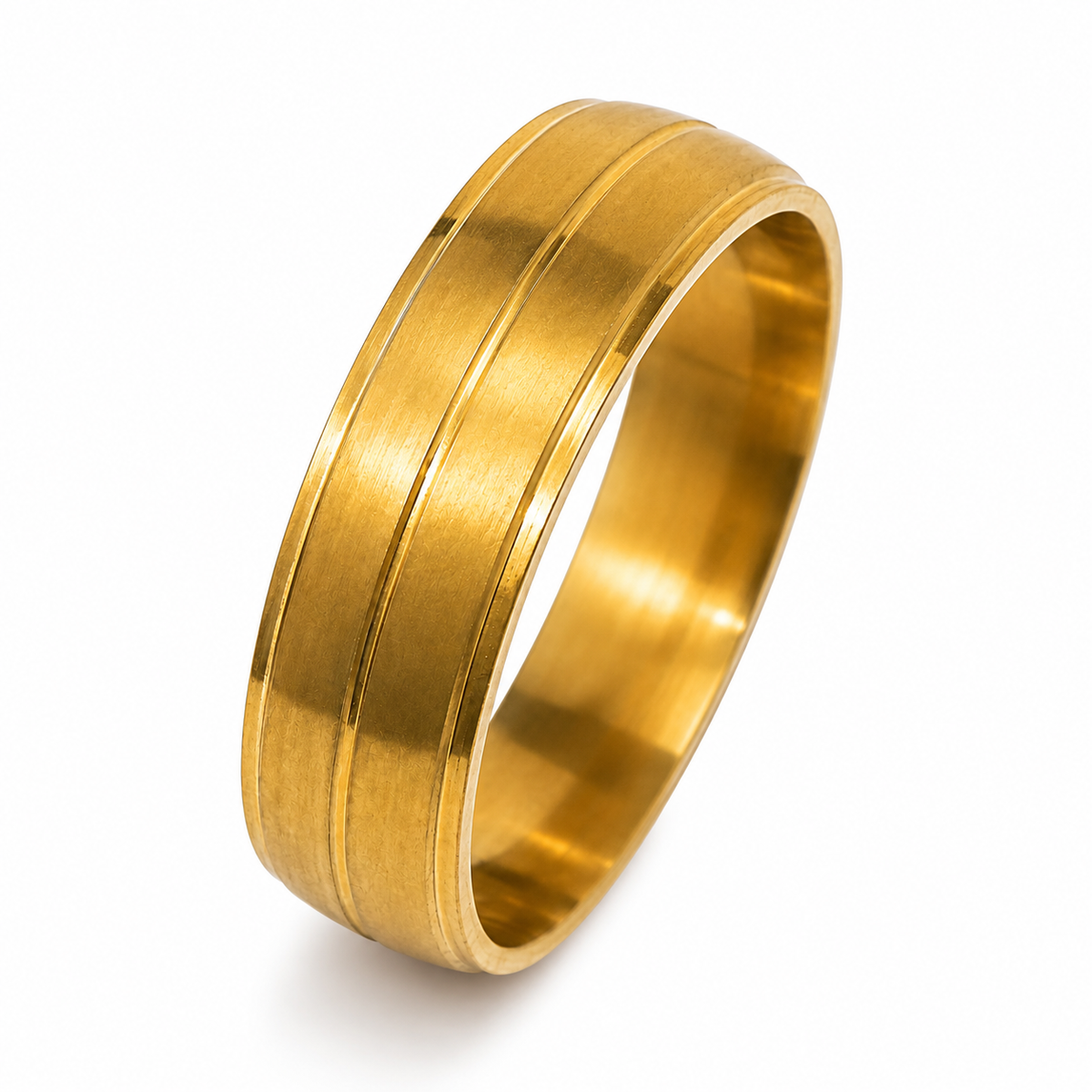 The Cavendish | Gold Titanium Wedding Ring with Twin Precision Grooves