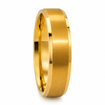 The Harrington | Gold Brushed Titanium Wedding Ring with Polished Edges