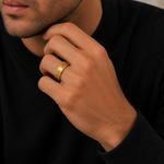 The Pembroke |  Gold Milgrain Titanium Wedding Ring