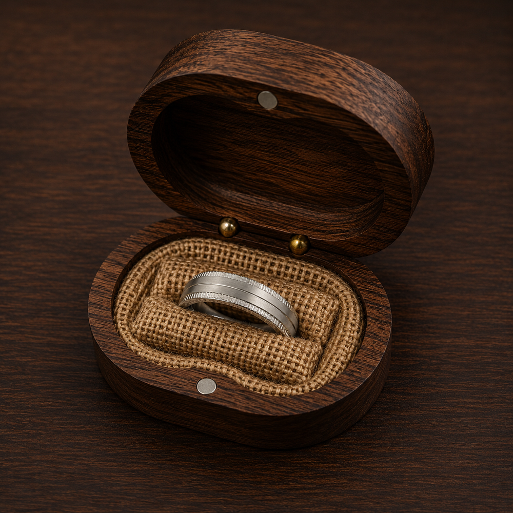 The Westbrook | Silver Titanium Wedding Ring with Milgrain Edges & Centre Groove