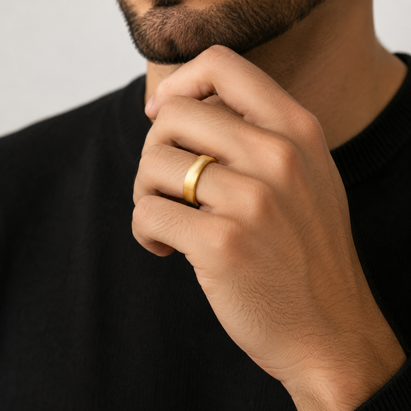 The Windsor | Classic Gold Brushed Titanium Wedding Ring