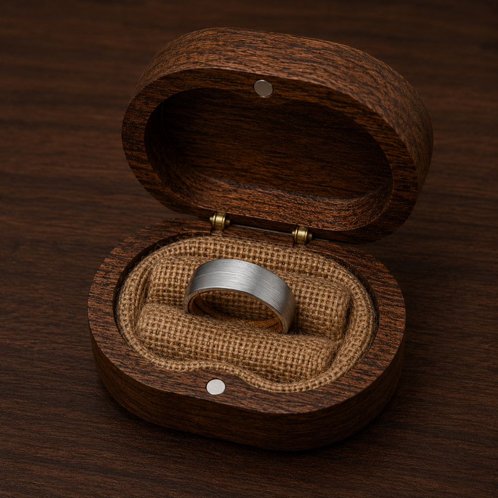 Noble Oak Whiskey Barrel  Wood Ring | Minimalist Men's Tungsten Wedding Band