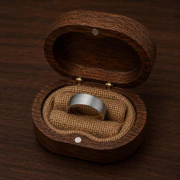 Noble Oak Whiskey Barrel  Wood Ring | Minimalist Men's Tungsten Wedding Band