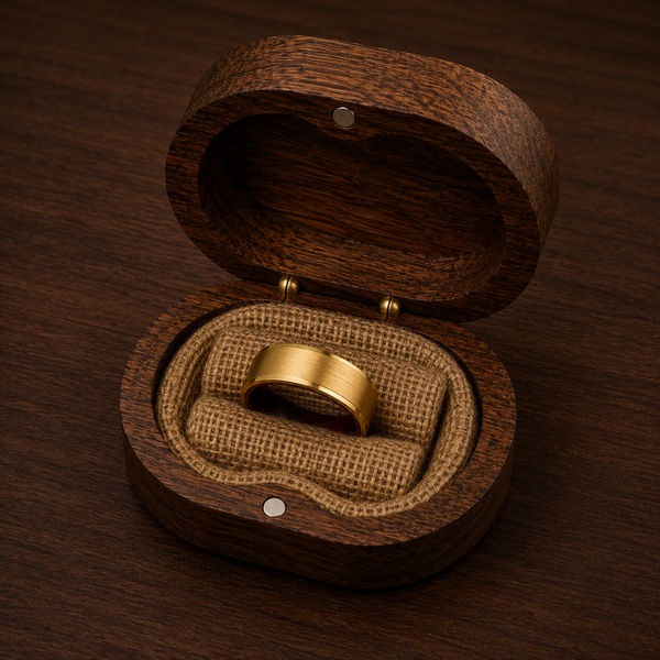 The Speyside | Tungsten Carbide Wedding Band with Whiskey Barrel Wood Interior