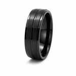 The Ravenwood | Black Titanium Wedding Ring with Twin Grooves