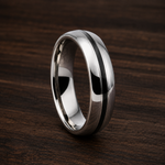 The Meridian ~ Premium Tungsten Wedding Ring with Black Inlay