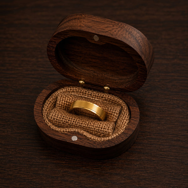 The Harrington | Gold Brushed Titanium Wedding Ring with Polished Edges