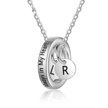 Customized Engraveable Message and Initial Pendant Necklace - Abrahamallen