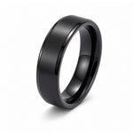 The Onyxford | Black Brushed Titanium Wedding Ring with Polished Edges