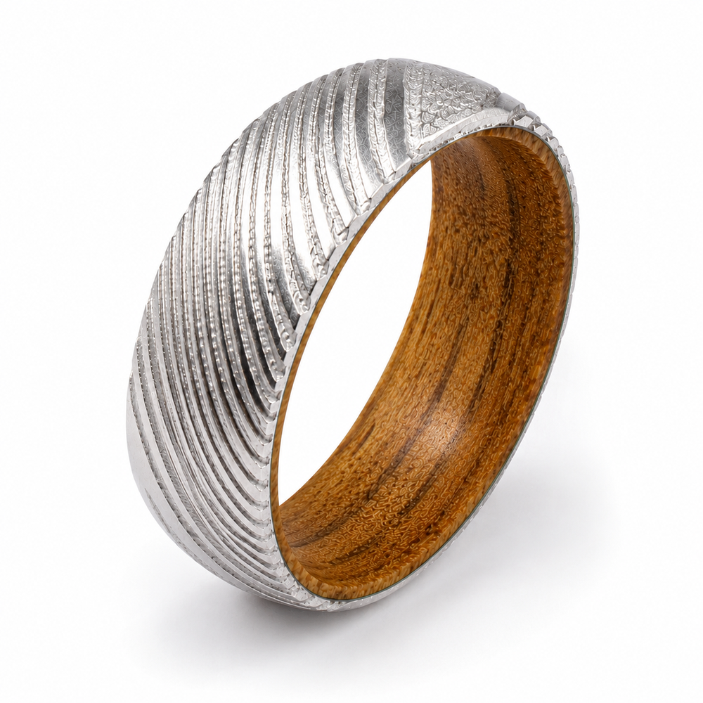 The Founder's Reserve | Genuine Whiskey Barrel Wood Inlay Men's Wedding Band | 6mm, 8mm