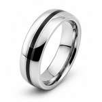 The Meridian ~ Premium Tungsten Wedding Ring with Black Inlay