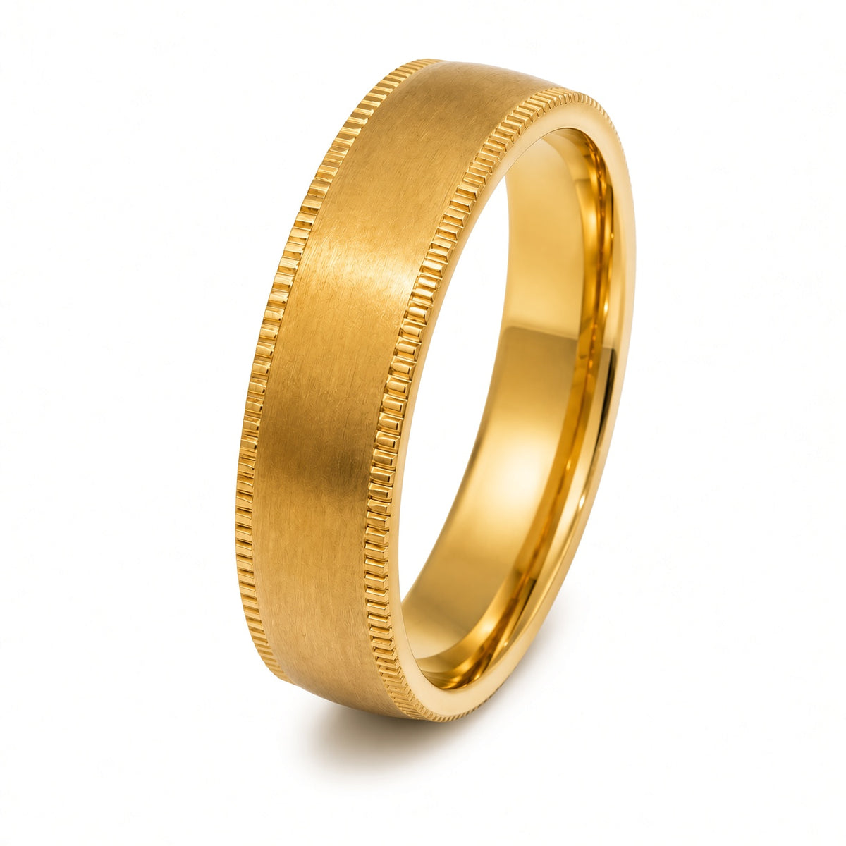 The Pembroke |  Gold Milgrain Titanium Wedding Ring