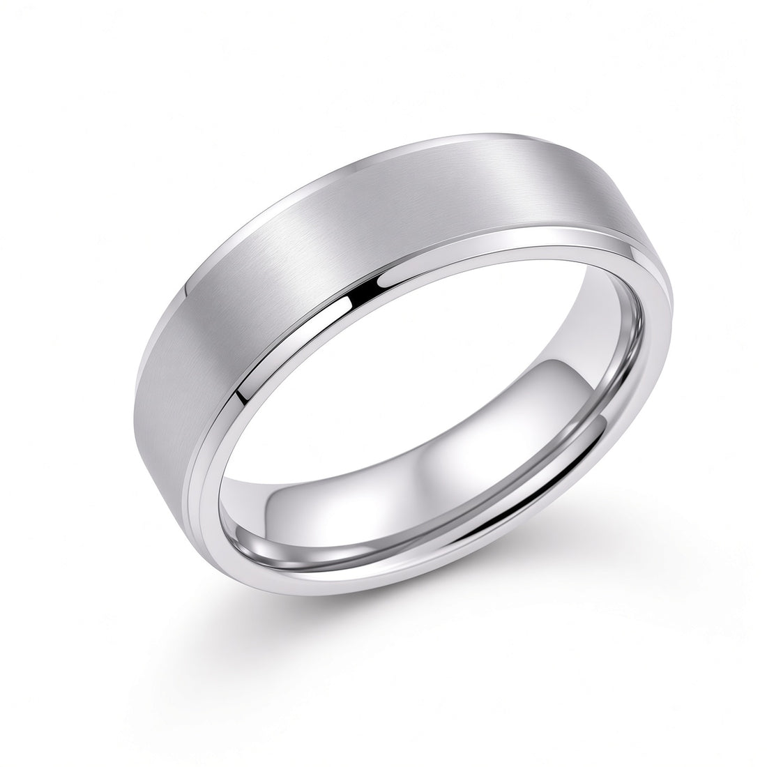 The Kensington | Brushed Titanium Wedding Ring with Polished Bevelled Edges