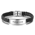 Personalized Engraveable Name Stainless Steel Bar Black Green Brown Braided Rope Wristband Bracelet - Abrahamallen