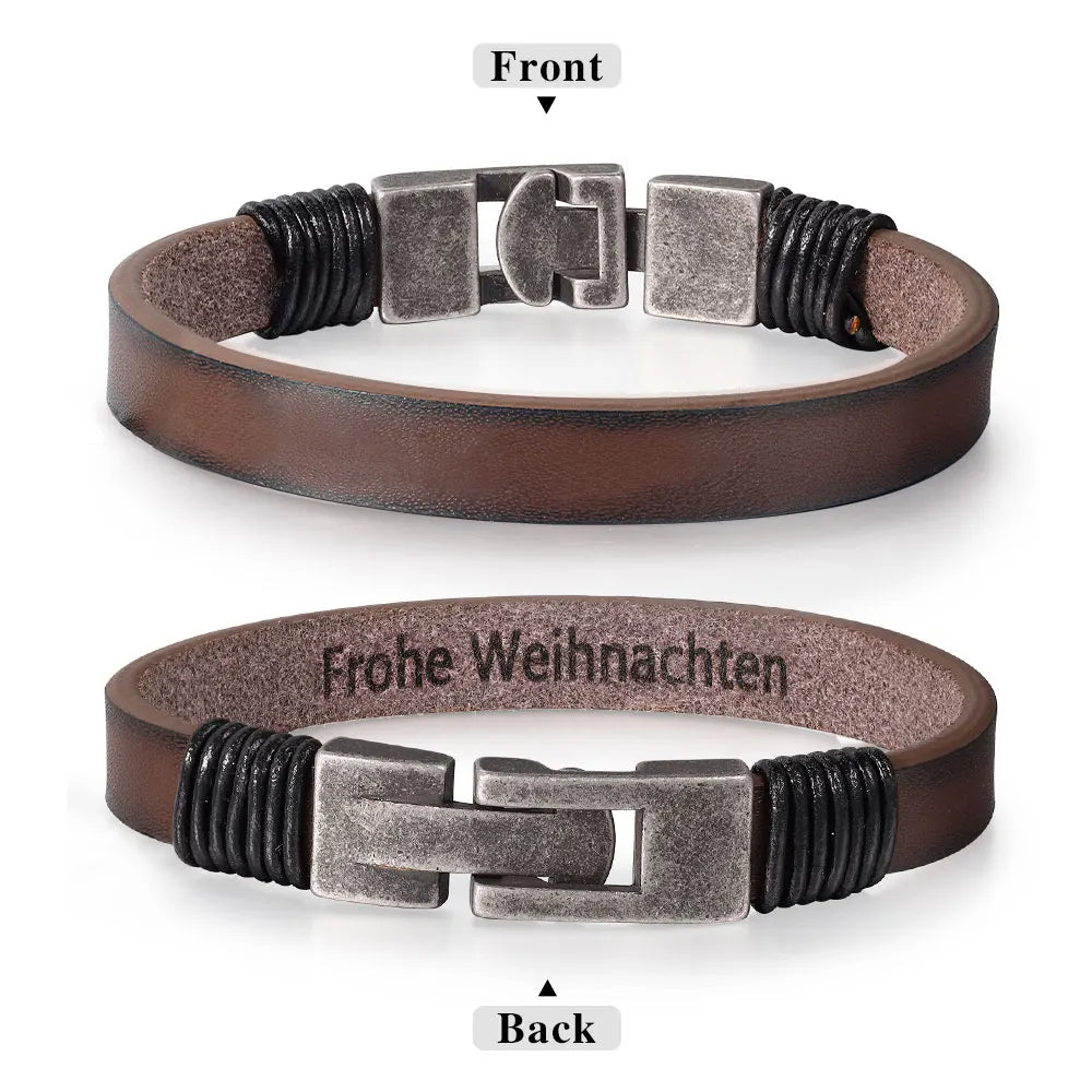 Personalized Retro Style Engravable Leather Bracelets - Abrahamallen