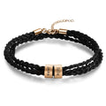 Personalized Engraveable 2-5 Name Rose Gold Color Beads Braided Rope Bracelet - Abrahamallen