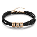 Personalized Engraveable 2-5 Name Rose Gold Color Beads Braided Rope Bracelet - Abrahamallen