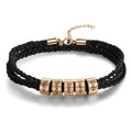 Personalized Engraveable 2-5 Name Rose Gold Color Beads Braided Rope Bracelet - Abrahamallen