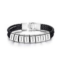 Personalized Engraveable Name Leather Custom Black Beads Bracelets - Abrahamallen