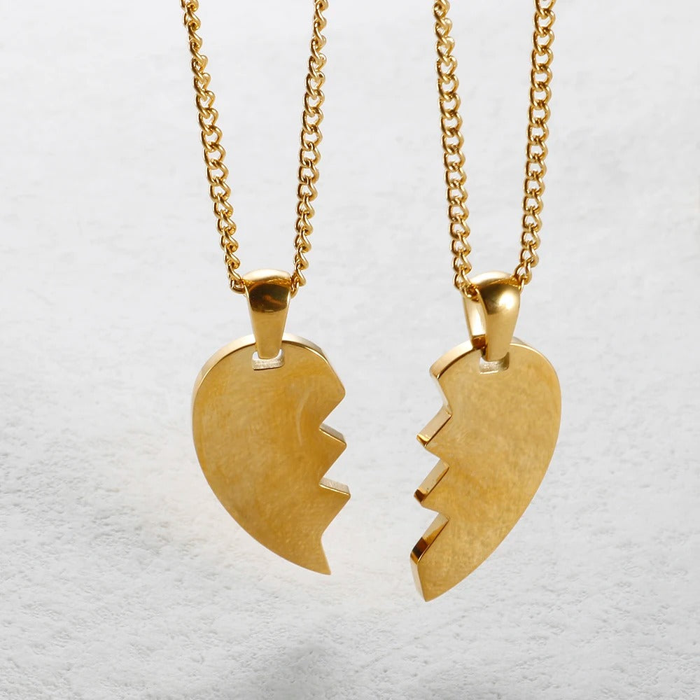 Customized Couple's 2-1 Split Heart Pendants Necklaces - Abrahamallen