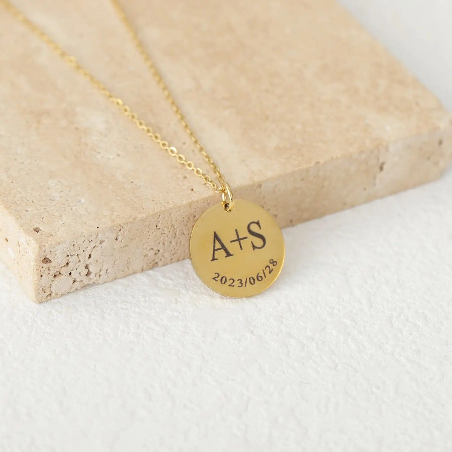 Personalized Couple's Initials and Year Pendant Necklace - Abrahamallen