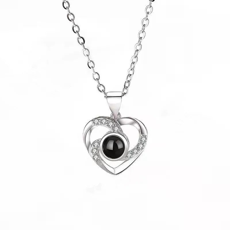 Projection Personalized Photo Heart Pendant Necklace - Abrahamallen