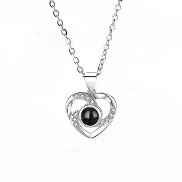 Projection Personalized Photo Heart Pendant Necklace - Abrahamallen