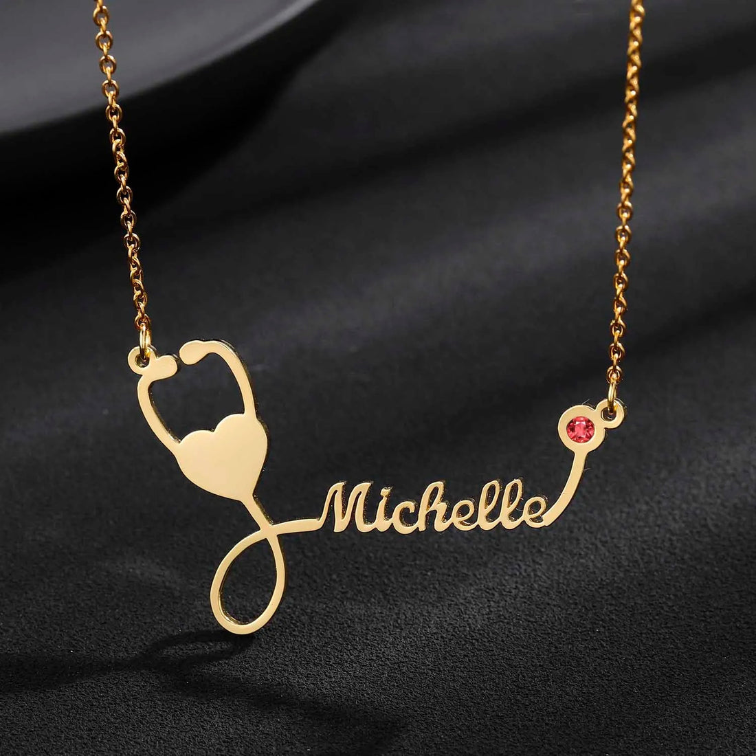 Customized Stethoscope Name Pendant Necklace - Abrahamallen