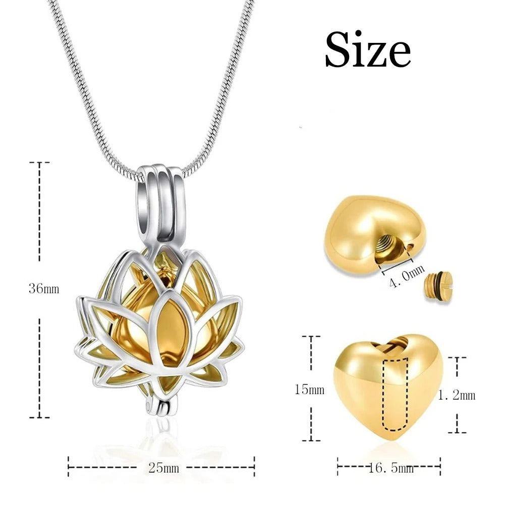 Cremation Urn Lotus Flower Keepsake Necklace - Abrahamallen