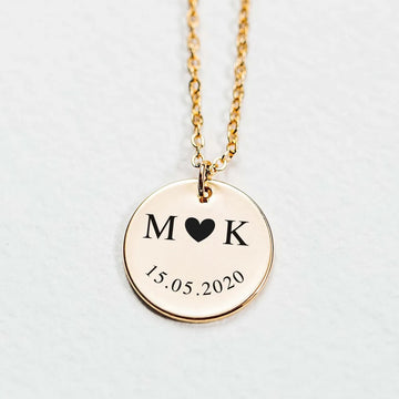 Personalized Initial Couple's Engraved Pendant Necklace - Abrahamallen